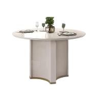 Mesa P- Cozinha Chanel C- Tampo Madeirado C- Vidro Redondo 136x136cm Off White-off White - Dj Móveis - 1