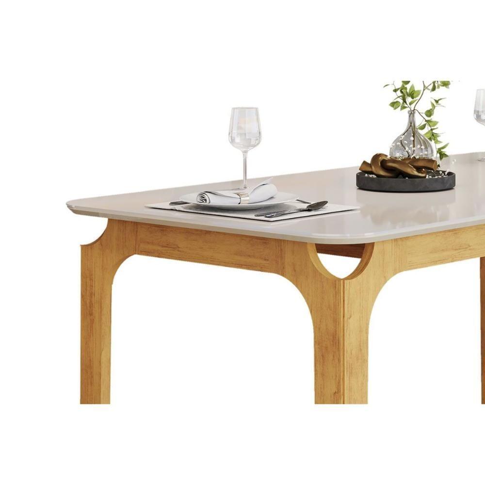 Mesa P- Cozinha Marina C- Tampo Madeirado C- Vidro Curvo 160x80cm Freijo-off White - Dj Móveis - 7