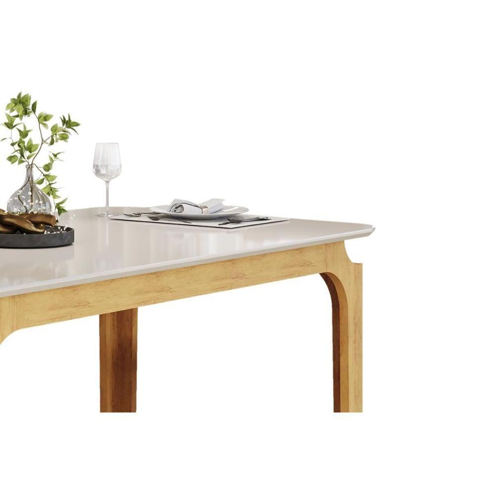 Mesa P- Cozinha Marina C- Tampo Madeirado C- Vidro Curvo 160x80cm Freijo-off White - Dj Móveis - 8