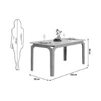 Mesa P- Cozinha Marina C- Tampo Madeirado C- Vidro Curvo 160x80cm Freijo-off White - Dj Móveis - 2