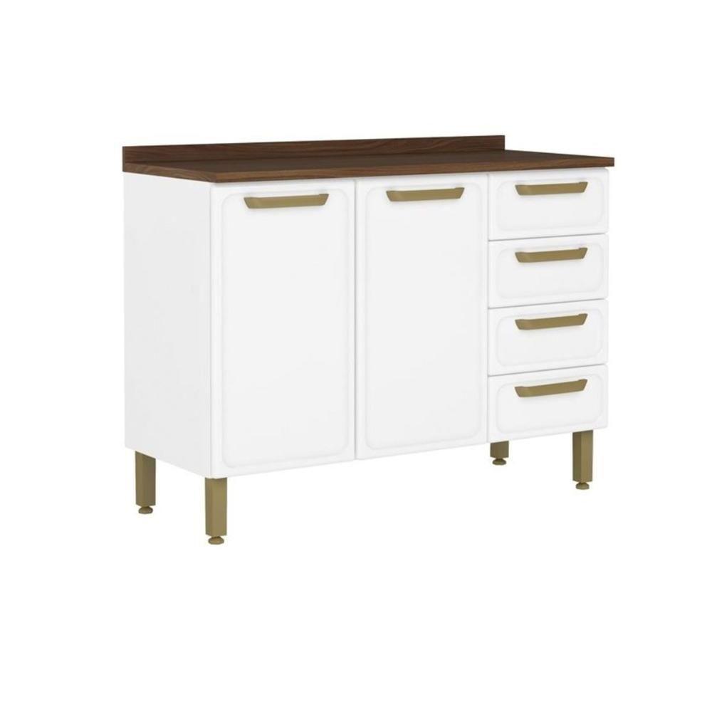 Balcão De Cozinha Modulado C- Tampo Bella C- 2 Portas E 4 Gavetas 120cm Branco - Bertolini - 1