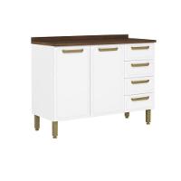 Balcão De Cozinha Modulado C- Tampo Bella C- 2 Portas E 4 Gavetas 120cm Branco - Bertolini - 1