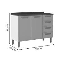 Balcão De Cozinha Modulado C- Tampo Bella C- 2 Portas E 4 Gavetas 120cm Branco - Bertolini - 2