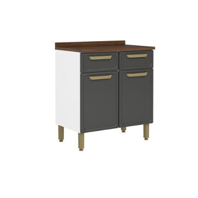 Balcão De Cozinha Modulado C- Tampo Bella C- 2 Portas E 2 Gavetas 80cm Grafite - Bertolini