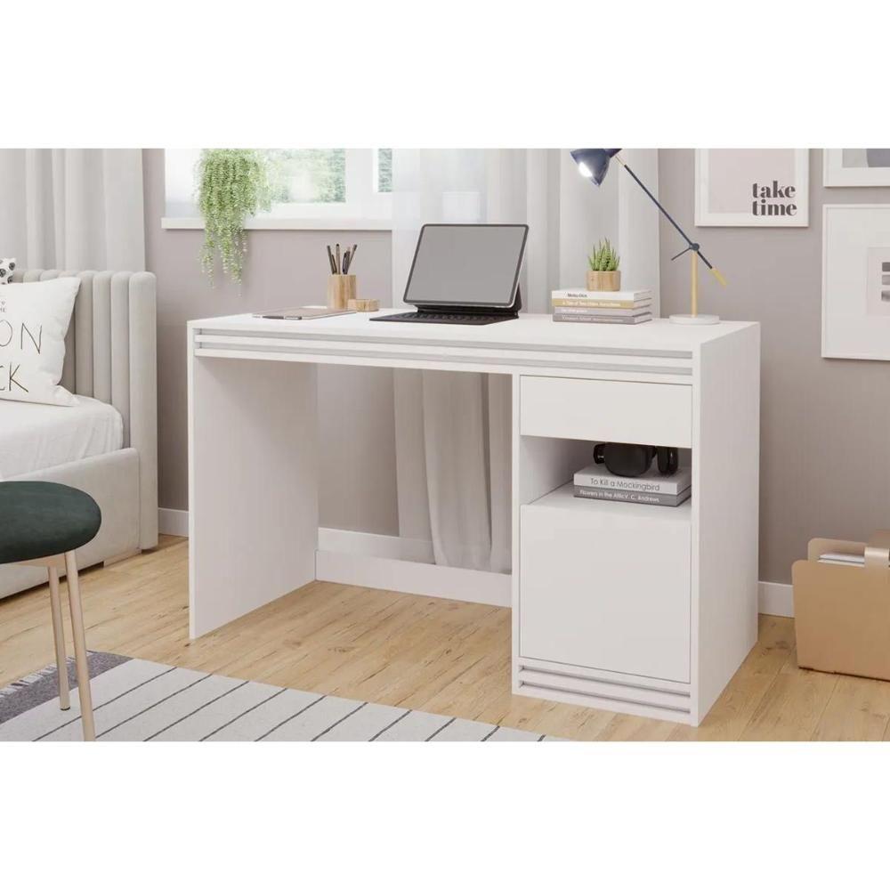 Mesa Escrivaninha Casal Mila C- 1 Porta E 1 Gaveta Branco - Permóbili - 1