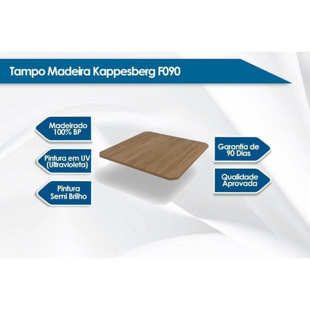 Conjunto: Mesa De Cozinha Volga C- Tampo De Madeira 90cm E 4 Cadeiras Zaria Cromada-nogueira - Suede Cinza - Kappesberg - 2