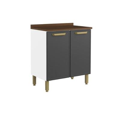 Balcão De Cozinha Modulado C- Tampo Bella 1 Porta 80cm Grafite - Bertolini