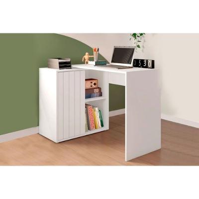 Mesa Escrivaninha Juvenil Retangular Tech Outros MDF 140cm Branco Fosco