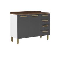 Balcão De Cozinha Modulado C- Tampo Bella C- 2 Portas E 4 Gavetas 120cm Grafite - Bertolini - 1