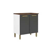 Balcão De Cozinha Modulado P- Cooktop C- Tampo Bella C- 2 Portas 80cm Grafite - Bertolini - 1