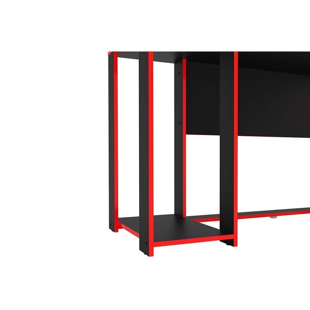 Mesa Computador Gamer Singapura Preto-vermelho - Politorno - 2