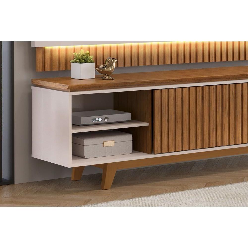 Estante P- Sala Até 75 Pol Loren C- Nicho 201x58cm Freijo-off White - Dj Móveis - 3