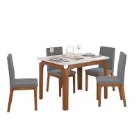 Mesa Multiuso Cozinha Marina C- Tampo Madeirado C- Vidro Curvo 120x80cm Freijo-off White - Dj Móveis - 6