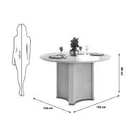 Mesa Multiuso Cozinha Chanel C- Tampo Madeirado C- Vidro Redondo 136x136cm Off White-off White - Dj Móveis - 2