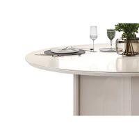 Mesa Multiuso Cozinha Chanel C- Tampo Madeirado C- Vidro Redondo 136x136cm Off White-off White - Dj Móveis - 5