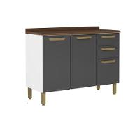 Balcão De Cozinha Modulado C- Tampo Bella C- 3 Portas E 2 Gavetas 120cm Grafite - Bertolini - 1