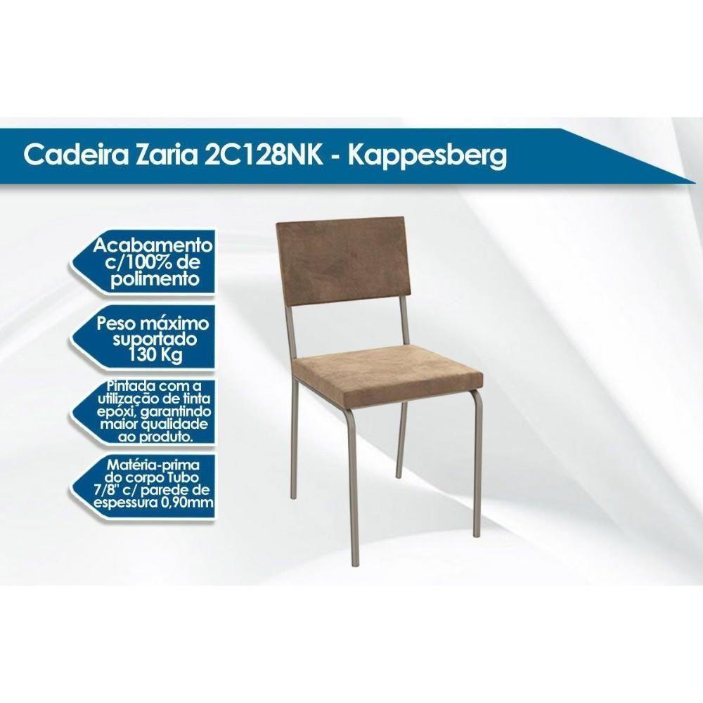 Conjunto: Mesa De Cozinha Elba C- Tampo De Vidro 150cm E 6 Cadeiras Zaria Niquel - Suede Cinza - Kappesberg - 2