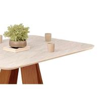 Mesa Multiuso Cozinha Kiara C- Tampo Madeirado C- Vidro Curvo 120x90cm Cedro-quartzo - Dj Móveis - 5