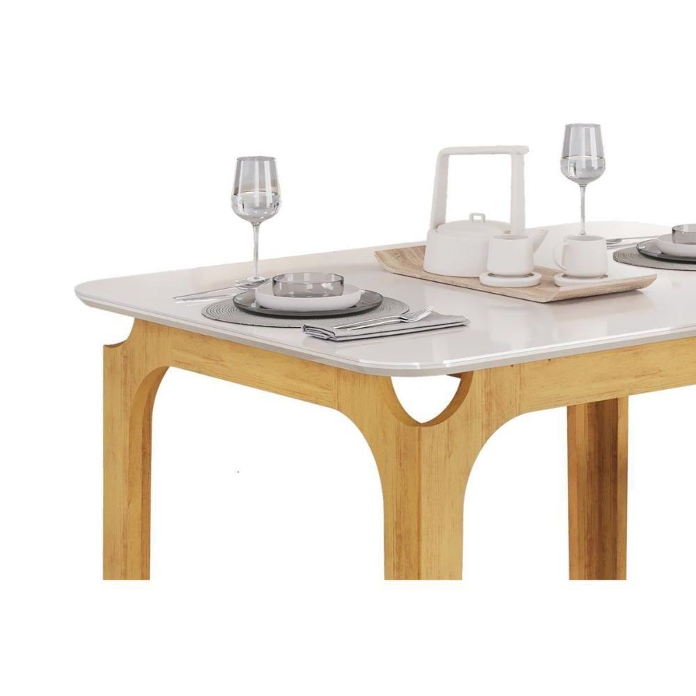 Mesa P- Cozinha Marina C- Tampo Madeirado C- Vidro Curvo 120x80cm Cedro-off White - Dj Móveis - 7