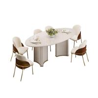 Mesa P- Cozinha Liz C- Tampo Madeirado C- Vidro Oval 218x108cm Off White-off White - Dj Móveis