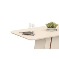 Mesa Multiuso Cozinha Gabi C- Tampo Madeirado C- Vidro Curvo 170x90cm Off White-freijó - Dj Móveis