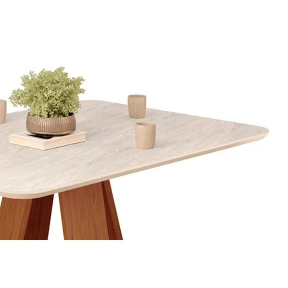 Mesa P- Cozinha Kiara C- Tampo Madeirado C- Vidro Curvo 120x90cm Cedro-quartzo - Dj Móveis - 5