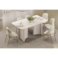 Mesa P- Cozinha Liz C- Tampo Madeirado C- Vidro Curvo 180x100cm Off White-off White - Dj Móveis