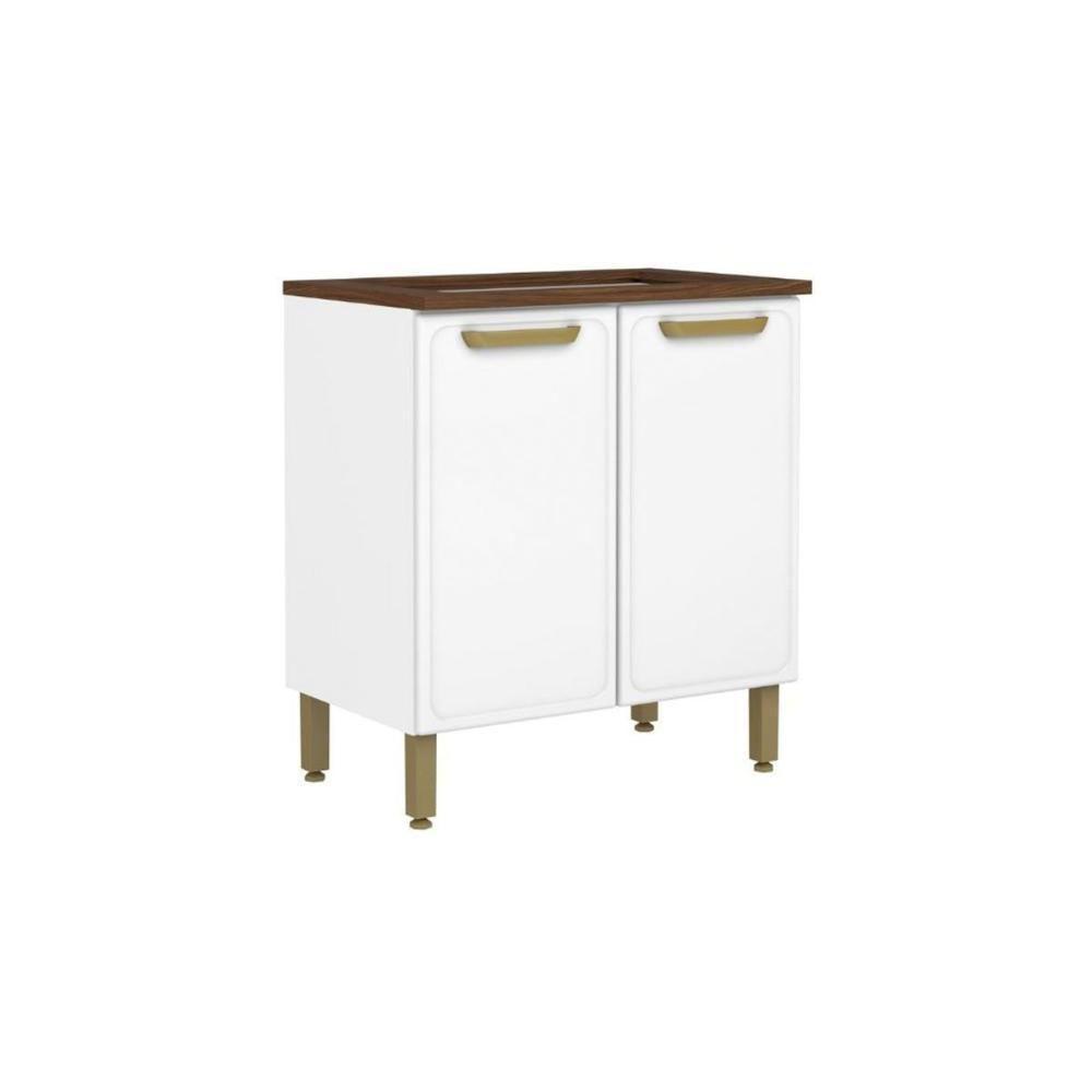 Balcão De Cozinha Modulado P- Cooktop C- Tampo Bella C- 2 Portas 80cm Branco - Bertolini - 1