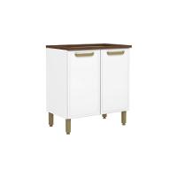 Balcão De Cozinha Modulado P- Cooktop C- Tampo Bella C- 2 Portas 80cm Branco - Bertolini - 1