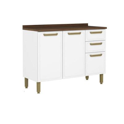 Balcão De Cozinha Modulado C- Tampo Bella C- 3 Portas E 2 Gavetas 120cm Branco - Bertolini