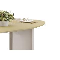 Mesa Multiuso Cozinha Liz C- Tampo Madeirado C- Vidro Oval 218x108cm Off White-off White - Dj Móveis - 9