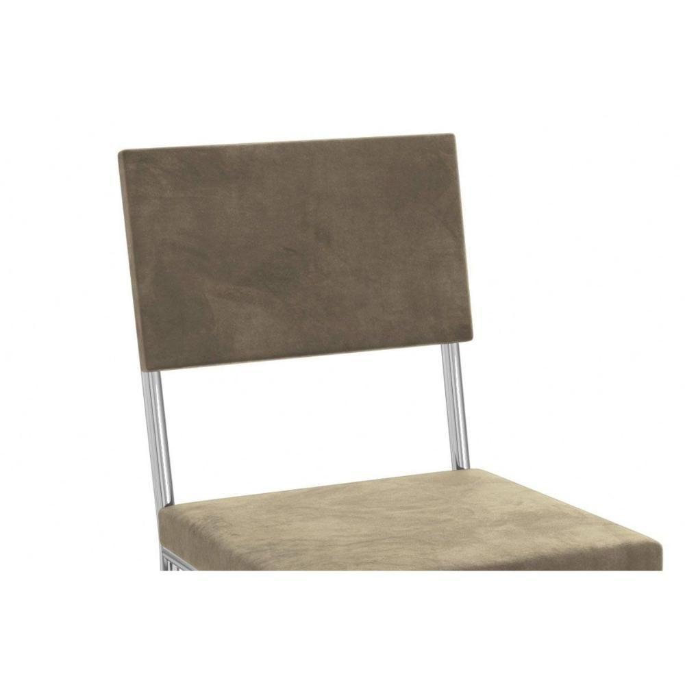 Conjunto: Mesa De Cozinha Volga C- Tampo De Vidro 95cm E 4 Cadeiras Zaria Cromada - Suede Cinza - Kappesberg - 8