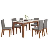 Mesa Multiuso Cozinha Marina C- Tampo Madeirado C- Vidro Curvo 160x80cm Freijo-off White - Dj Móveis - 6