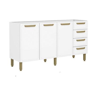 Balcão De Cozinha Modulado Bella C- 3 Portas E 4 Gavetas S- Tampo 160cm Branco - Bertolini