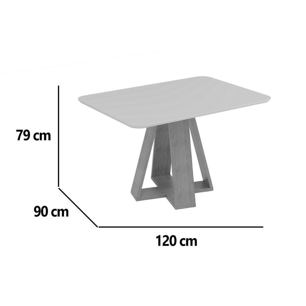 Mesa Multiuso Cozinha Kiara C- Tampo Madeirado C- Vidro Curvo 120x90cm Freijo-off White - Dj Móveis - 2
