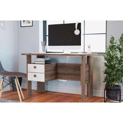 Mesa Computador Msm423 C- 2 Gavetas Rustico-branco - Movelbento