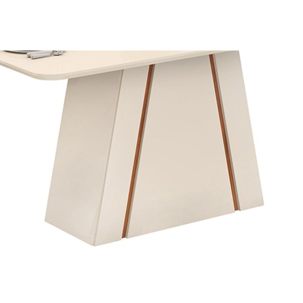 Mesa P- Cozinha Gabi C- Tampo Madeirado C- Vidro Curvo 170x90cm Cedro-off White - Dj Móveis - 8