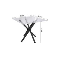 Conjunto: Mesa De Cozinha Volga C- Tampo De Vidro 90cm E 4 Cadeiras Zaria Preto - Suede Cinza - Kappesberg - 4