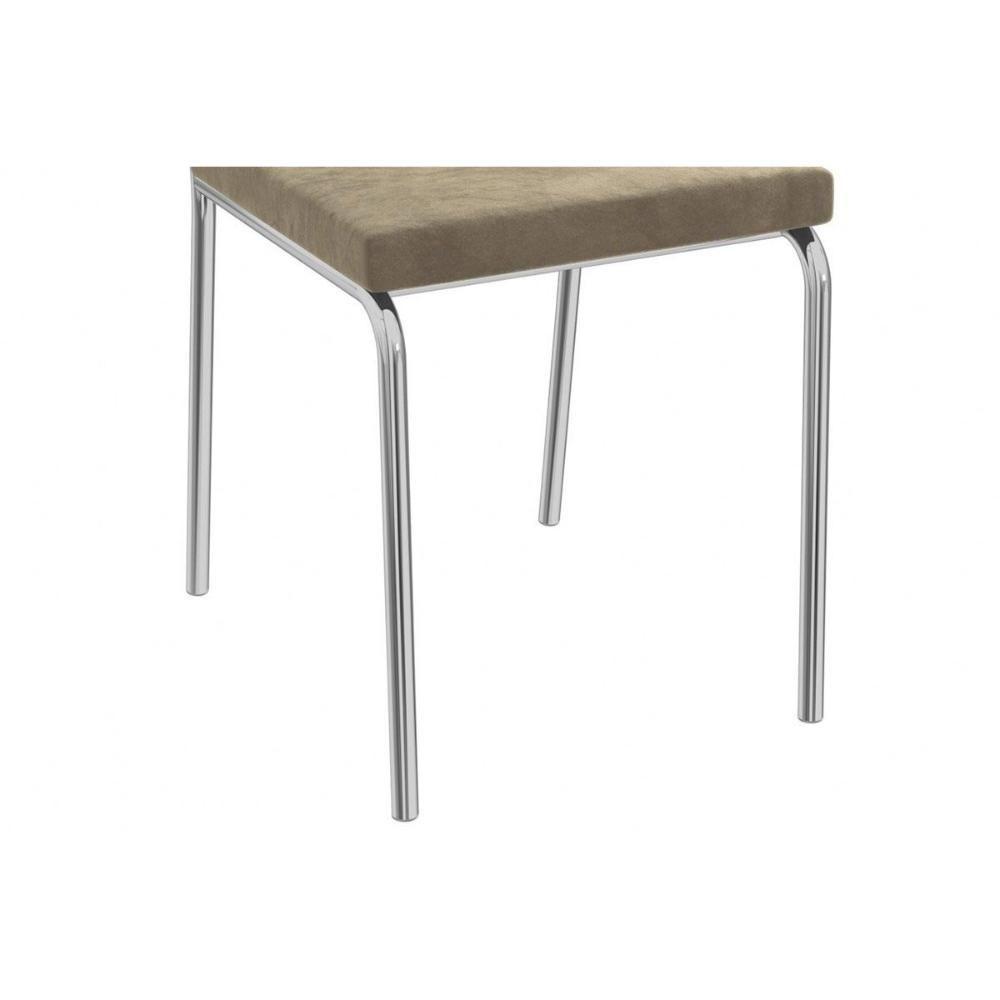 Conjunto: Mesa Sala Jantar Elba C- Tampo De Vidro 120cm E 6 Cadeiras Zaria Cromada - Suede Bege - Kappesberg - 7