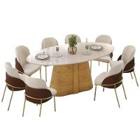 Mesa Multiuso Cozinha Ryze C- Tampo Madeirado C- Vidro Oval 218x108cm Freijo-off White - Dj Móveis - 8