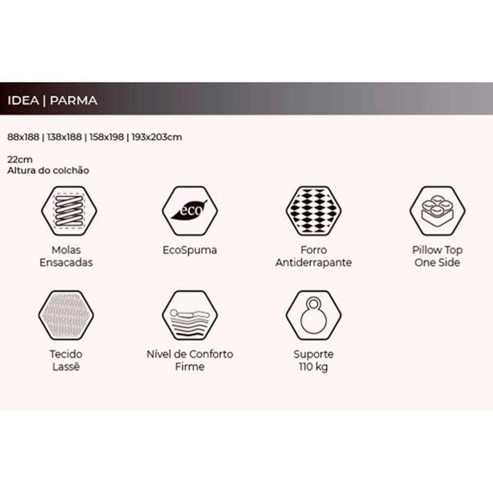 Colchão Solteirão Molas Masterpocket Ensacadas Parma Pillow Top (96x203x22) - Herval - 2