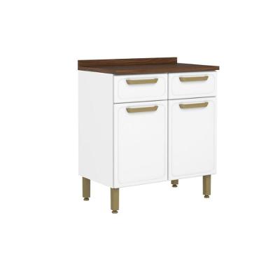 Balcão De Cozinha Modulado C- Tampo Bella C- 2 Portas E 2 Gavetas 80cm Branco - Bertolini