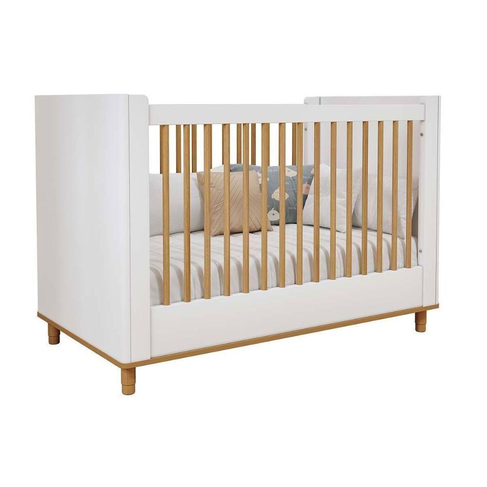 Berço Infantil Cupcake 2 Em 1 Branco-nature - Permóbili Baby - 1