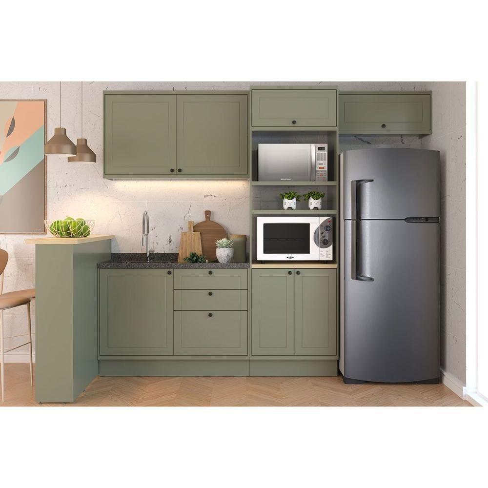 Balcão De Cozinha évora Ph 3120 C- 3 Gavetas E Divisor De Talheres S- Tampo 80cm Verde - Herval - 4