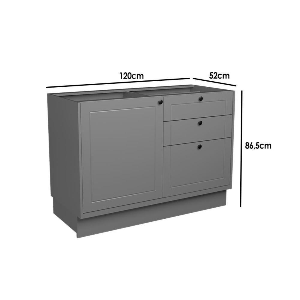 Balcão De Cozinha évora Ph 3117 C- 1 Porta E 3 Gavetas S- Tampo 120cm Verde - Herval - 5