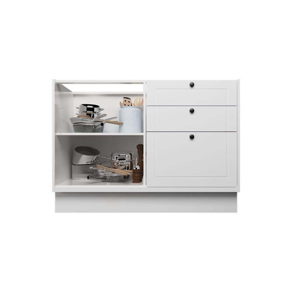 Balcão De Cozinha évora Ph 3117 C- 1 Porta 3 Gavetas E Divisor De Talheres S- Tampo 120cm Branco - Herval - 3