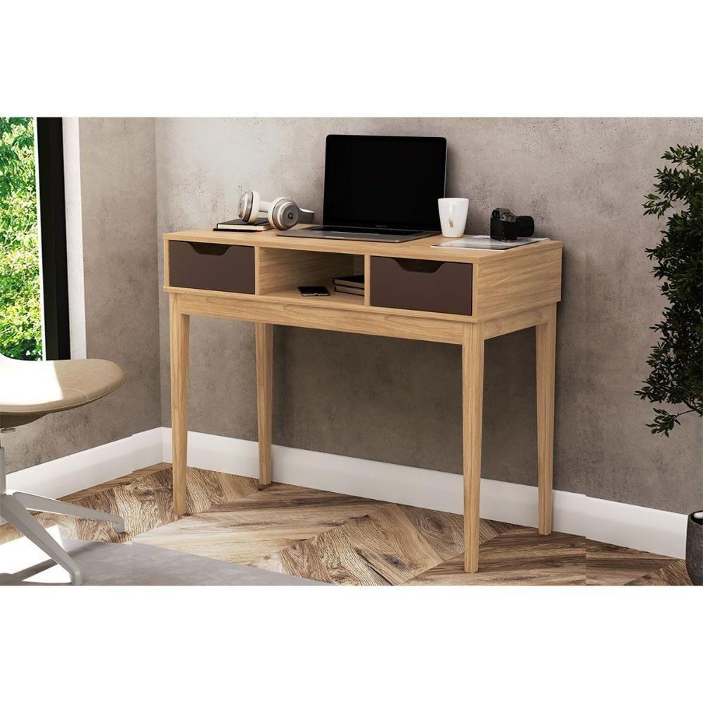 Mesa De Computador Mb 1099 C- 2 Gavetas Mel-avelã - Movelbento - 1