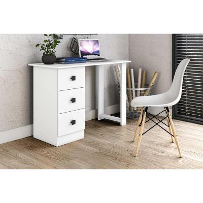 Mesa De Computador Msm 436 C- 3 Gavetas Branco - Movelbento