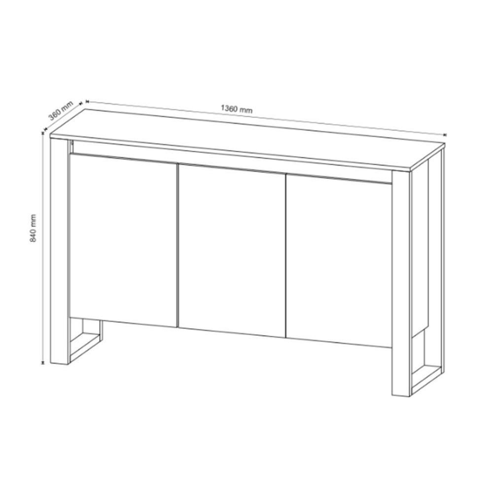 Balcão De Escritório Me4147 C- 3 Portas Amêndoa - Tecno Mobili - 2