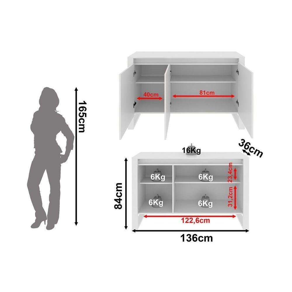 Balcão De Escritório Me4147 C- 3 Portas Amêndoa - Tecno Mobili - 3